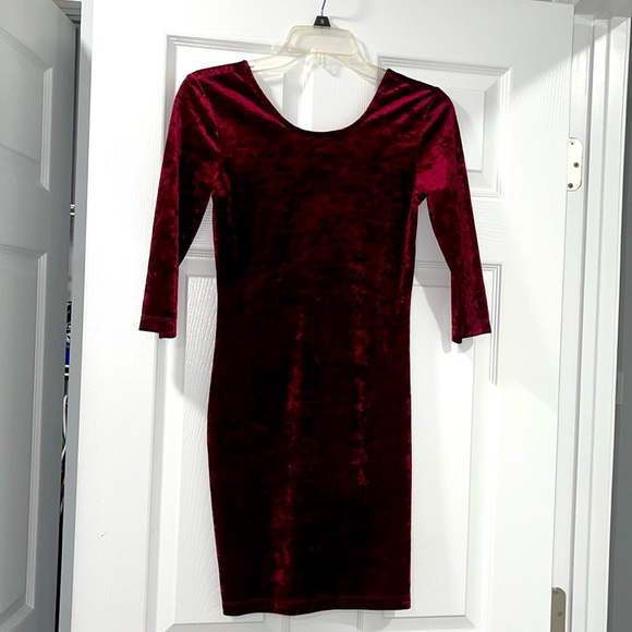 Forever 21 Suede Burgundy Dress (Size:Small) - Picture 2 of 7
